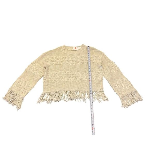 Ellison Sweater Cream Fringe Trim Women’s Large L/S Boutique Boho‎ Knit NWT - Picture 6 of 10